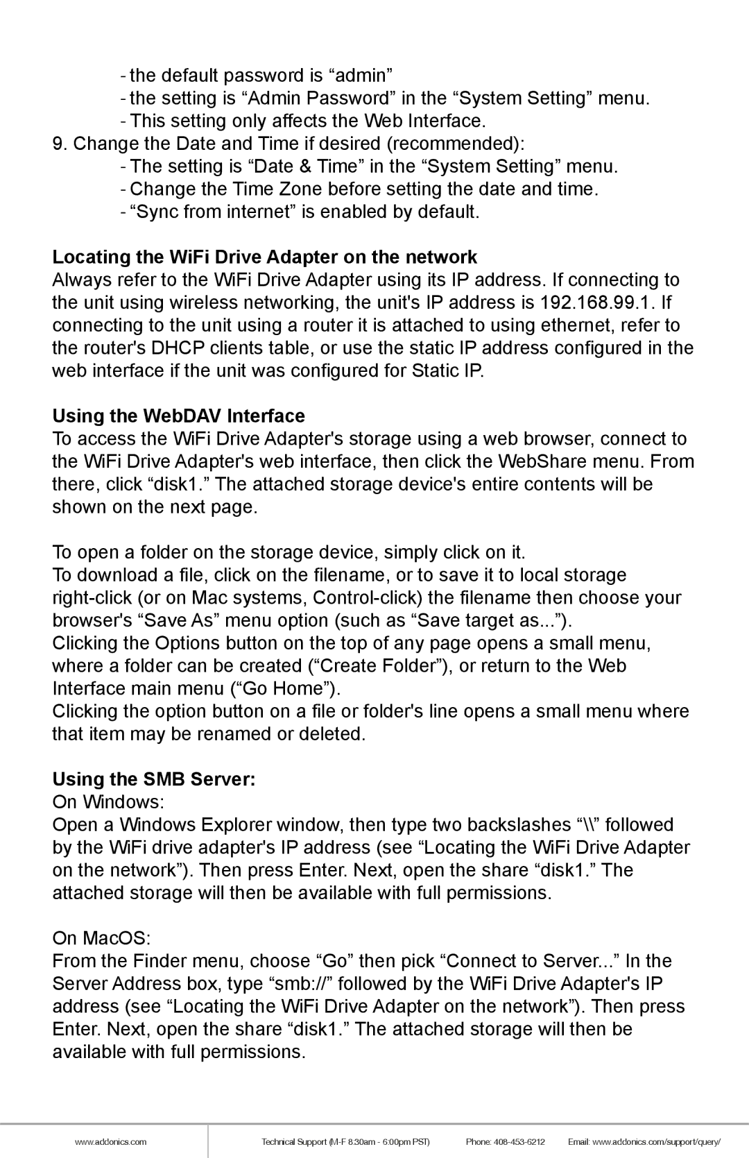 Addonics Technologies WDAUSM-P manual Locating the WiFi Drive Adapter on the network, Using the WebDAV Interface 