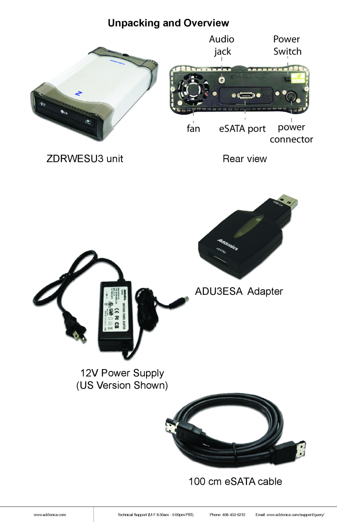 Addonics Technologies ZDRWESU3 manual Unpacking and Overview 