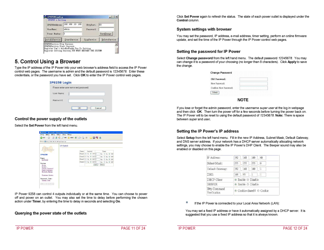 Addtron Technology 9258 quick start Control Using a Browser 