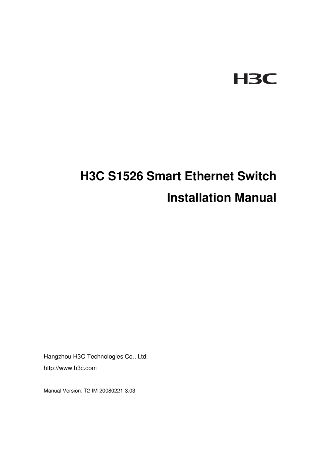 Addtron Technology installation manual H3C S1526 Smart Ethernet Switch Installation Manual 