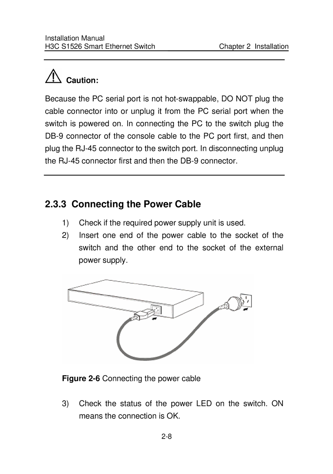 Addtron Technology S1526 installation manual Connecting the Power Cable 