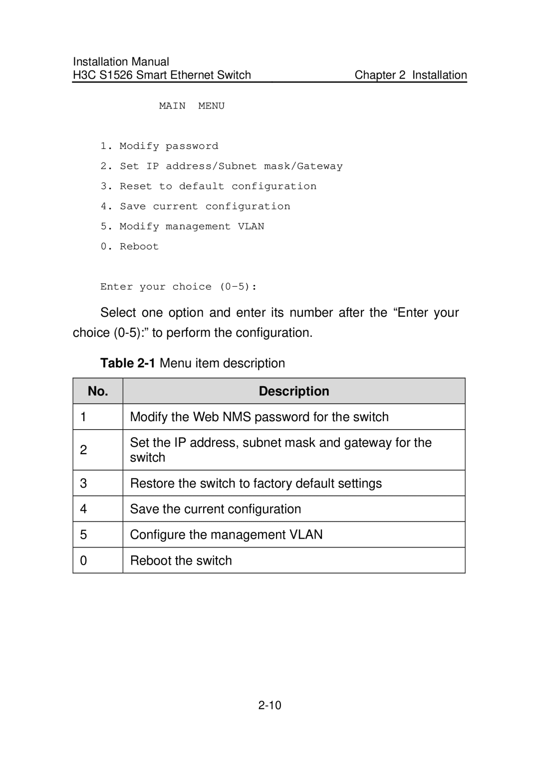 Addtron Technology S1526 installation manual Main Menu 