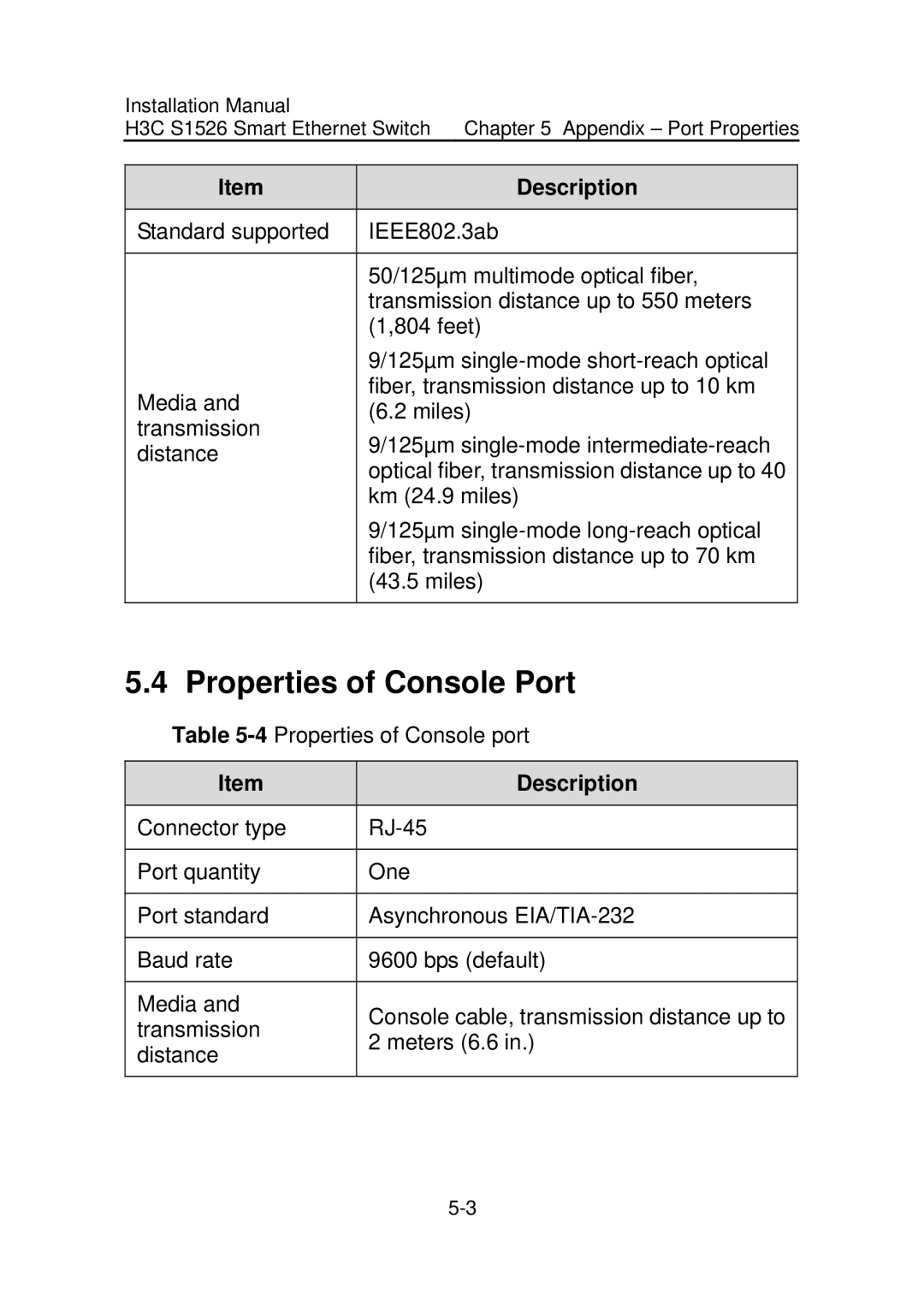 Addtron Technology S1526 installation manual Properties of Console Port 