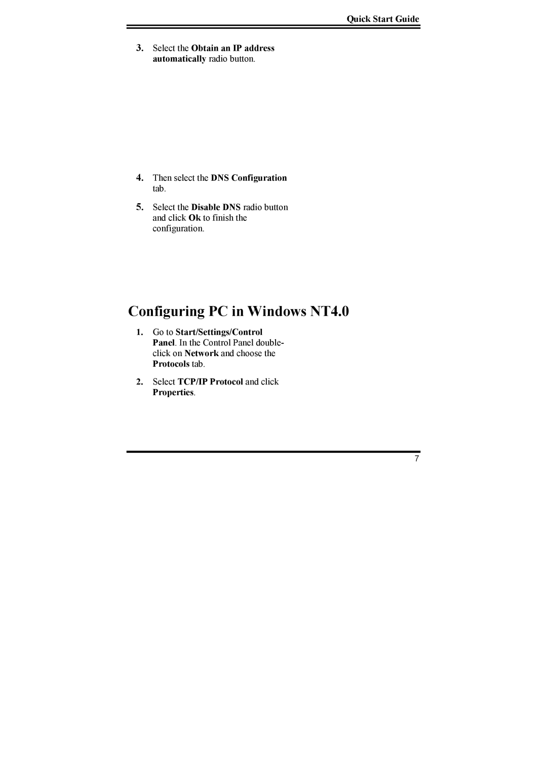 Addtron Technology TELEWELL TW-640 quick start Configuring PC in Windows NT4.0 