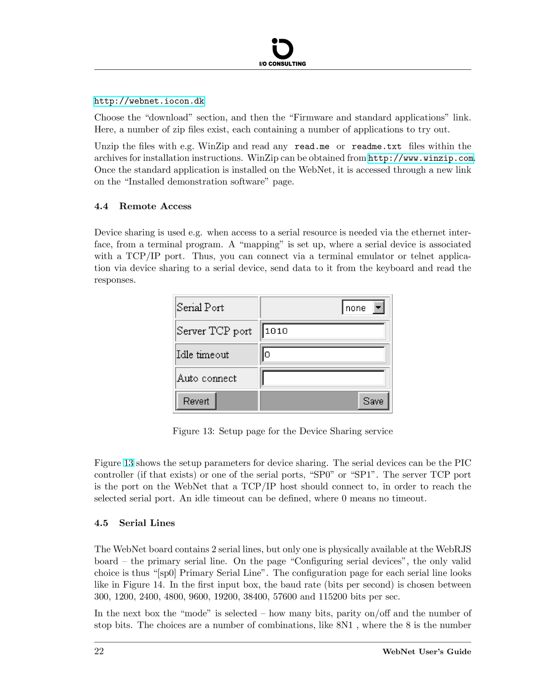 Addtron Technology WebNet manual Setup page for the Device Sharing service 