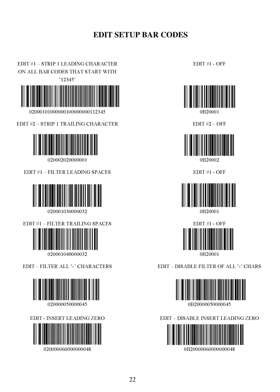 Adesso 3000 manual Edit Setup BAR Codes 