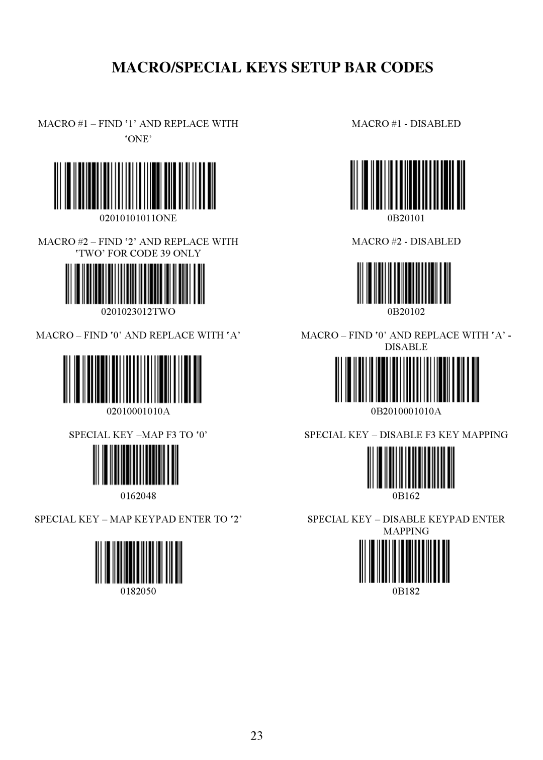 Adesso 3000 manual MACRO/SPECIAL Keys Setup BAR Codes 