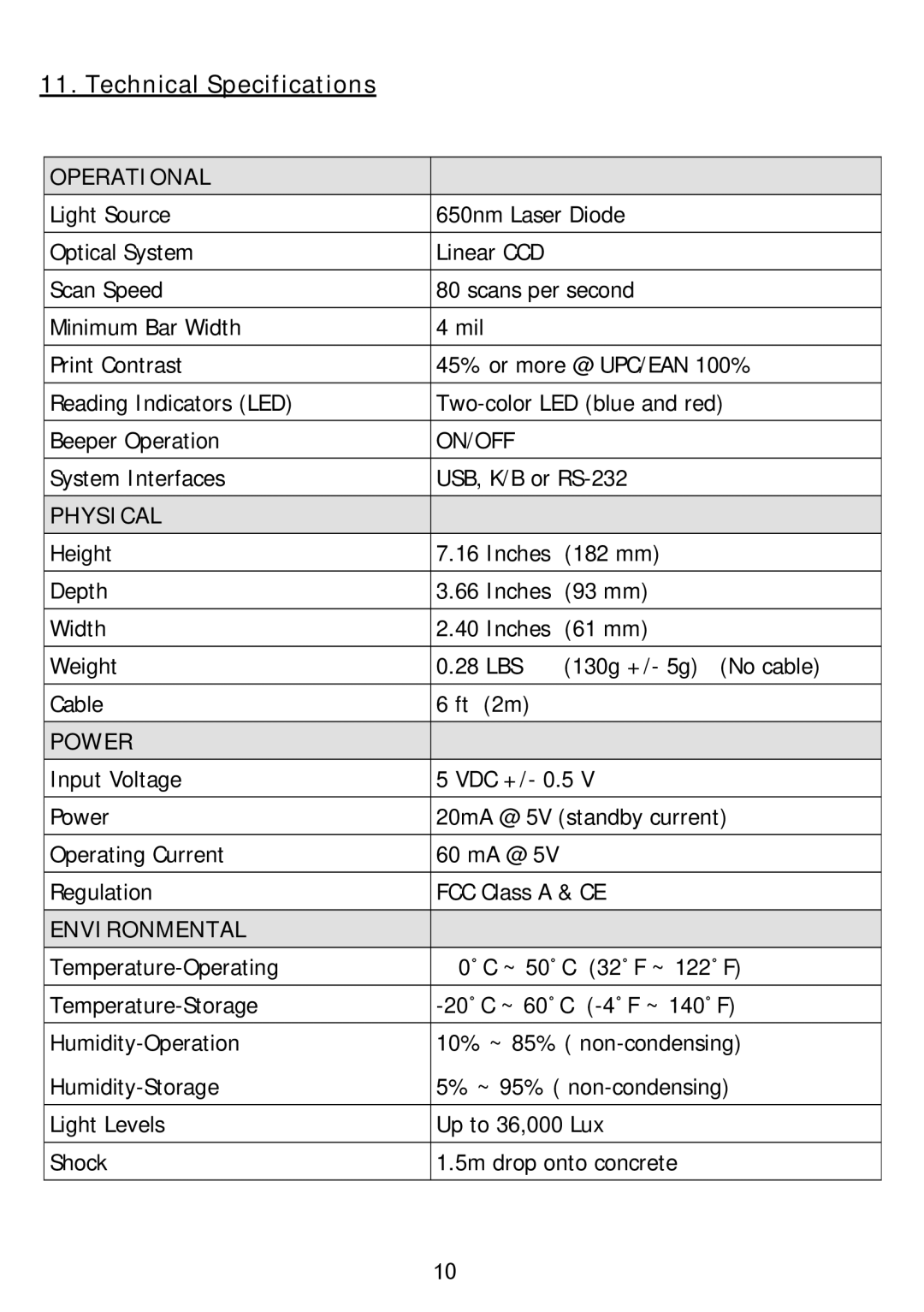 Adesso 3200 series manual Technical Specifications, Operational 