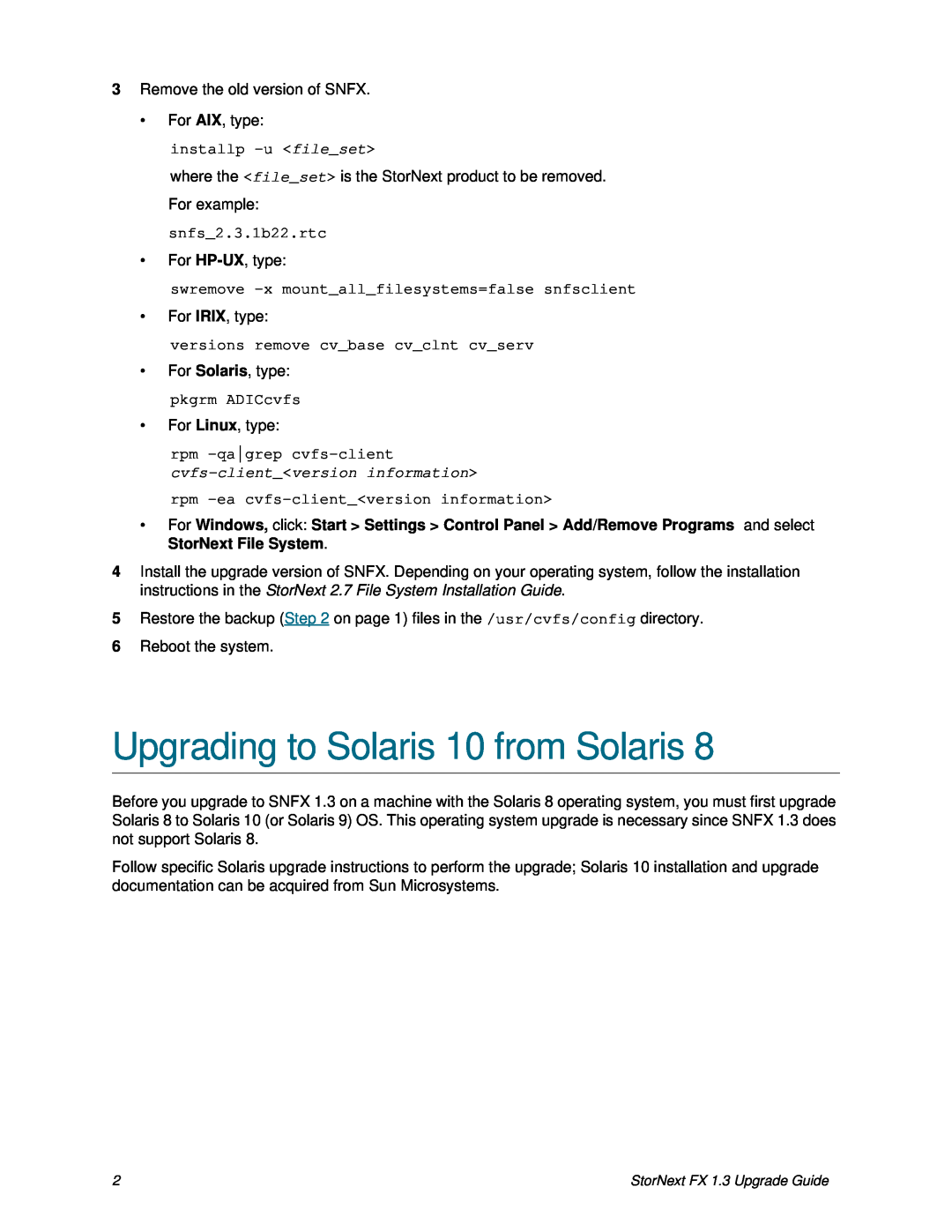 ADIC 1.3 manual Upgrading to Solaris 10 from Solaris 