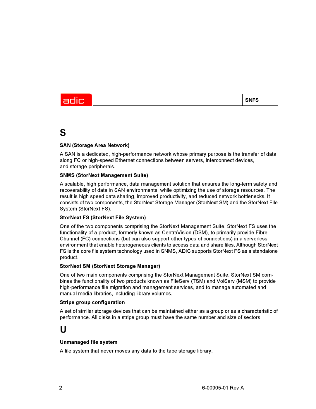 ADIC 2.2 manual Unmanaged file system 