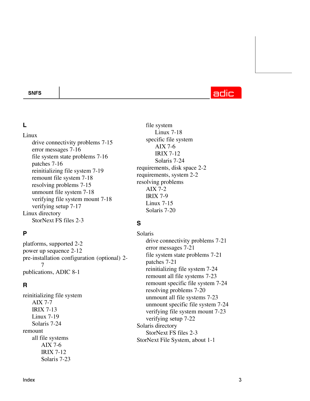 ADIC 2.2 manual Snfs 