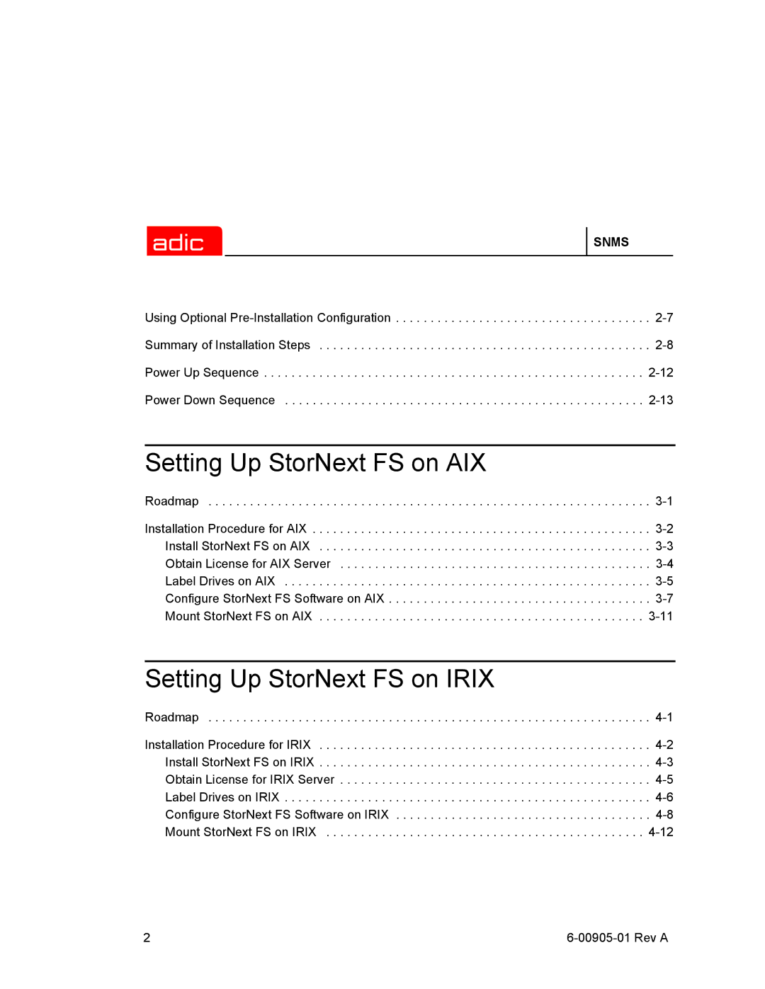 ADIC 2.2 manual Setting Up StorNext FS on AIX 