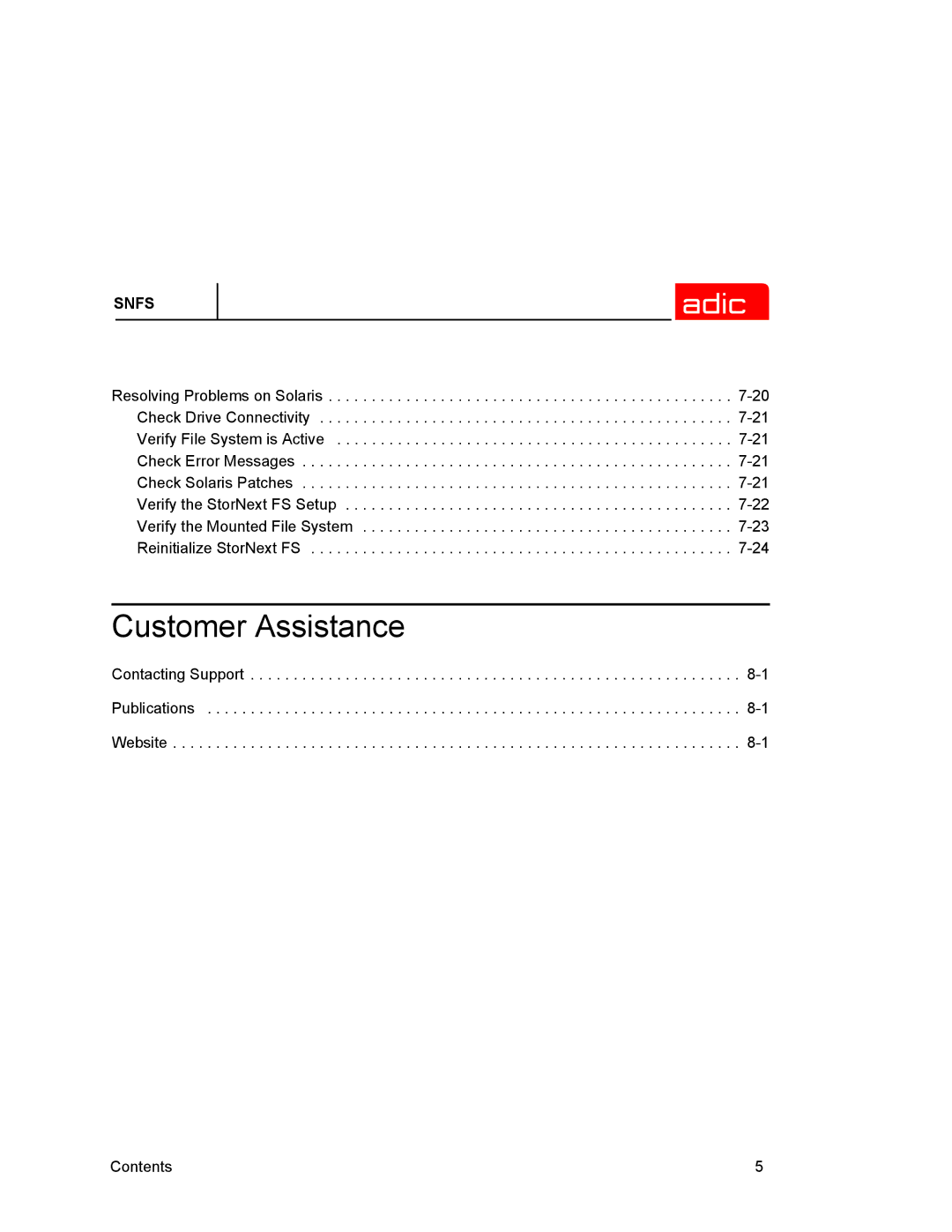 ADIC 2.2 manual Customer Assistance 