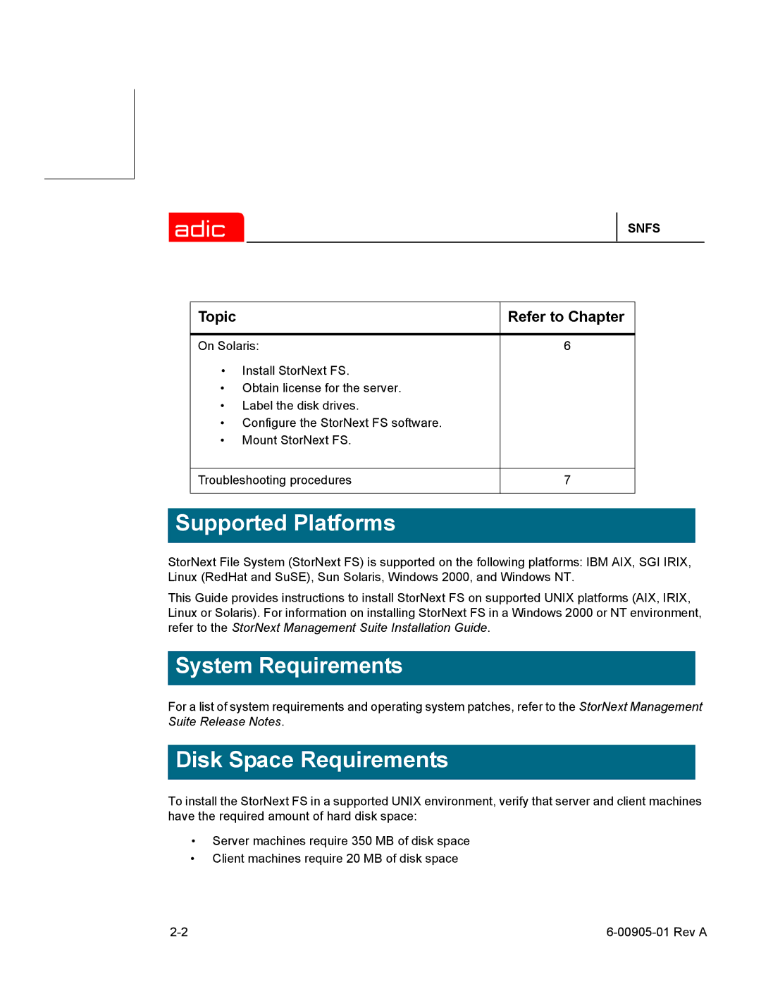 ADIC 2.2 manual Supported Platforms, System Requirements 