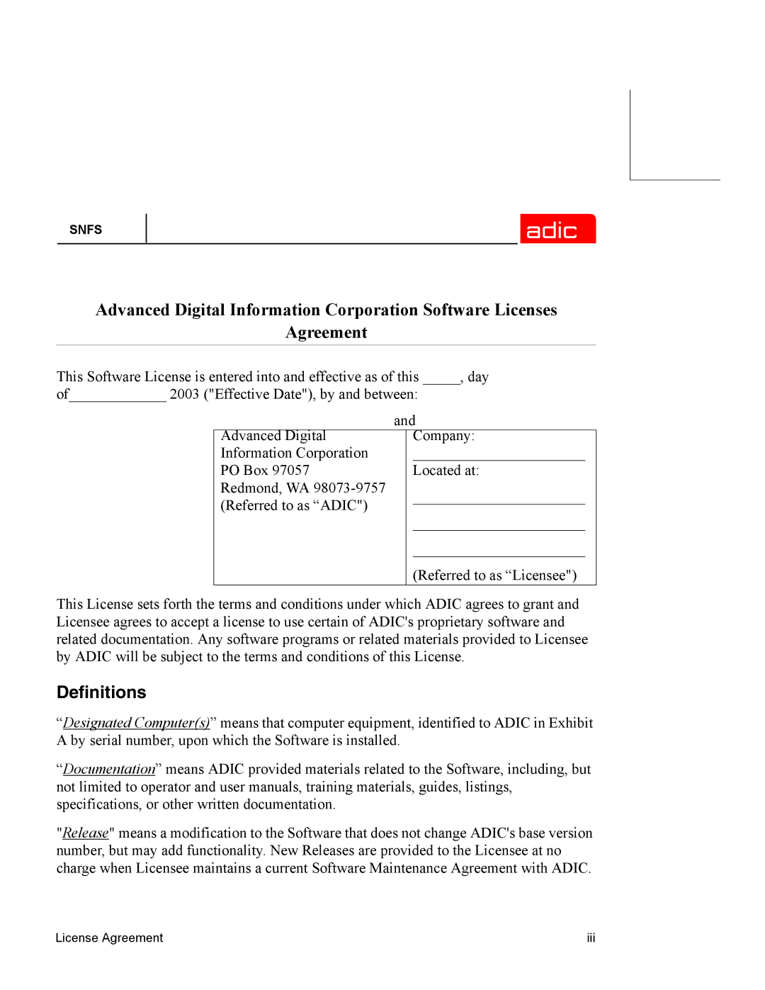 ADIC 2.2 manual Definitions 