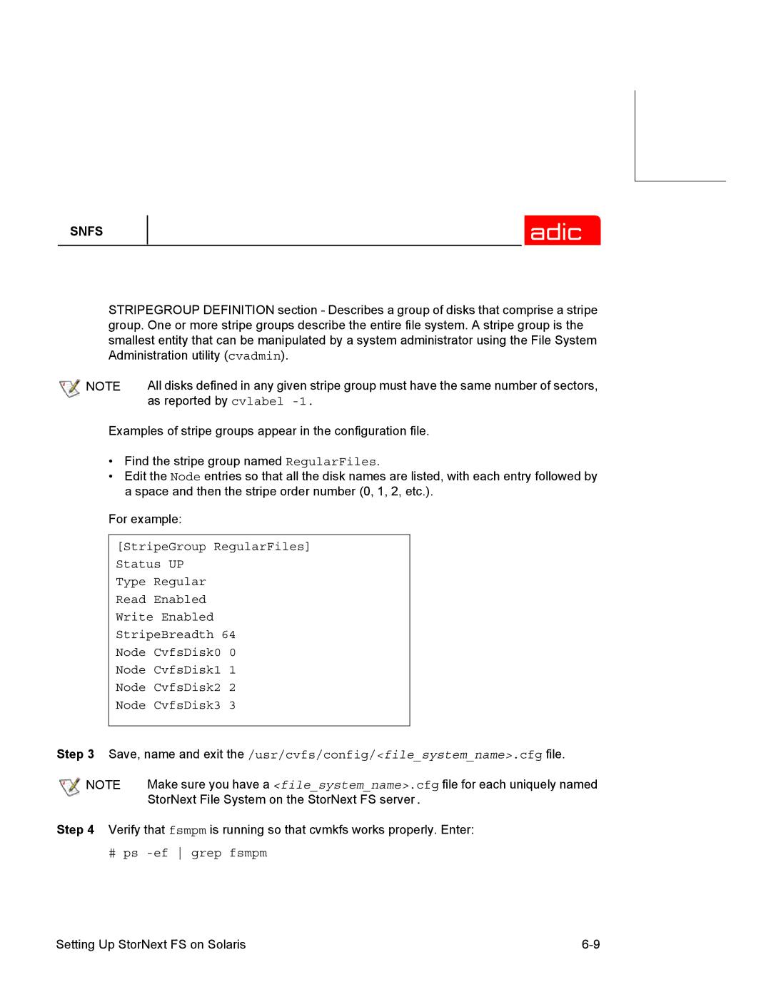 ADIC 2.2 manual # ps -ef grep fsmpm 