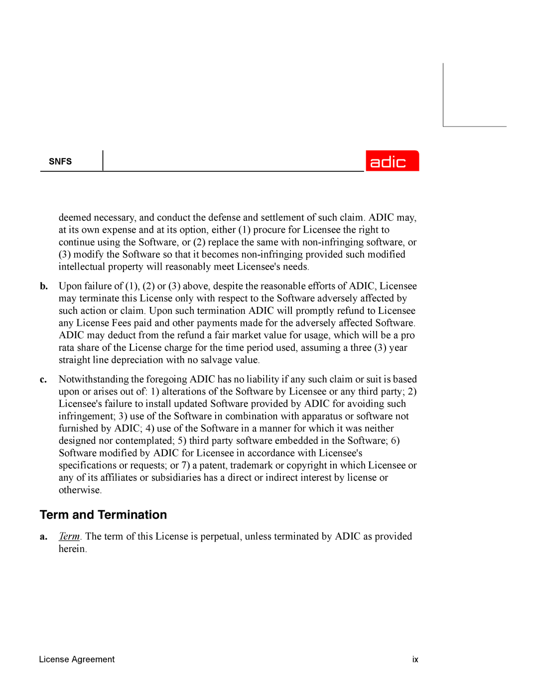 ADIC 2.2 manual Term and Termination 