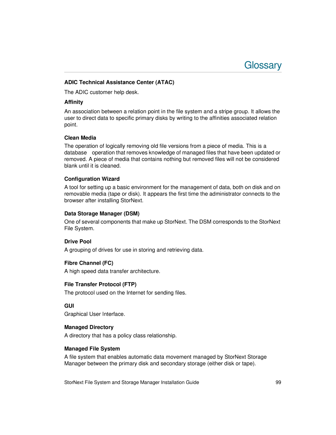 ADIC 2.8 manual Glossary 