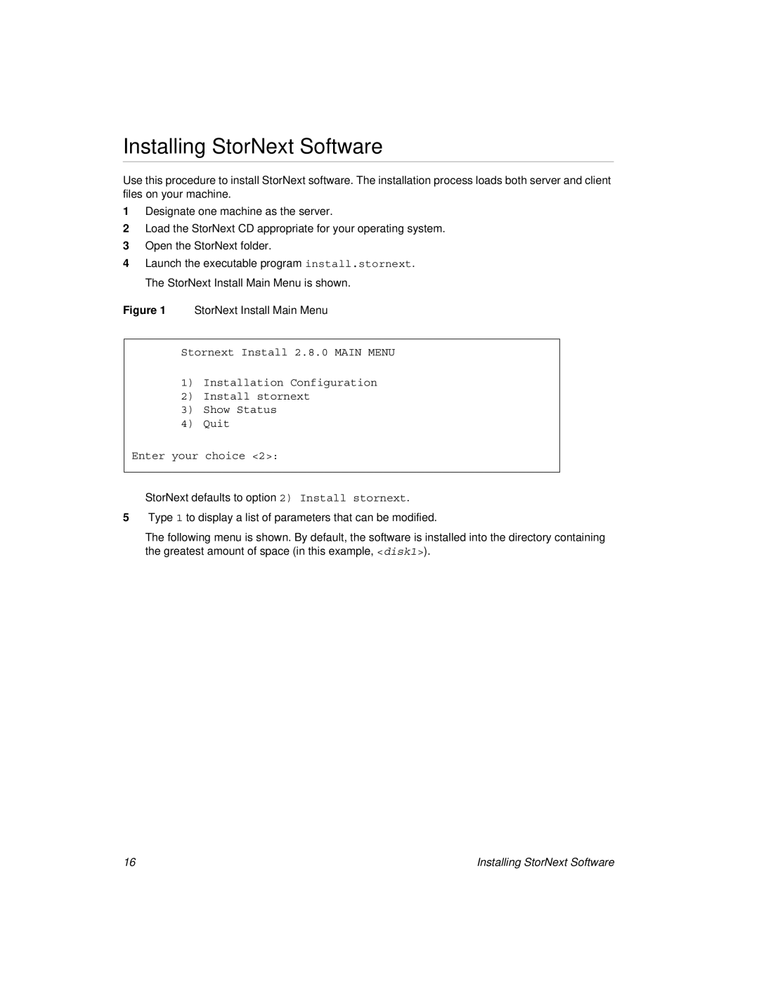 ADIC 2.8 manual Installing StorNext Software, StorNext Install Main Menu 