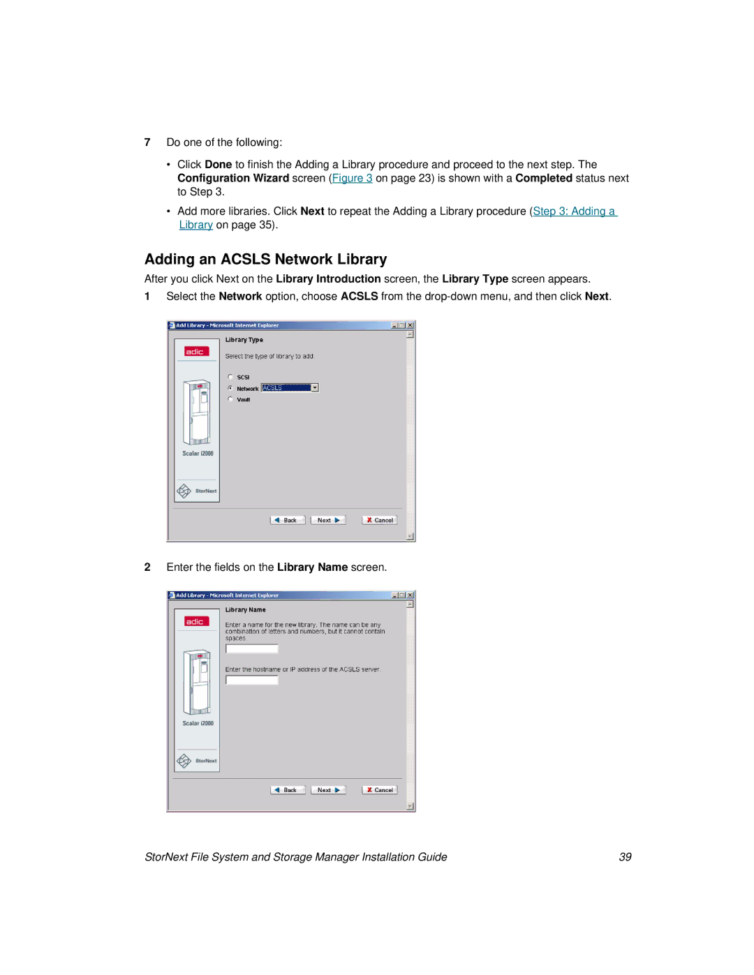 ADIC 2.8 manual Adding an Acsls Network Library 