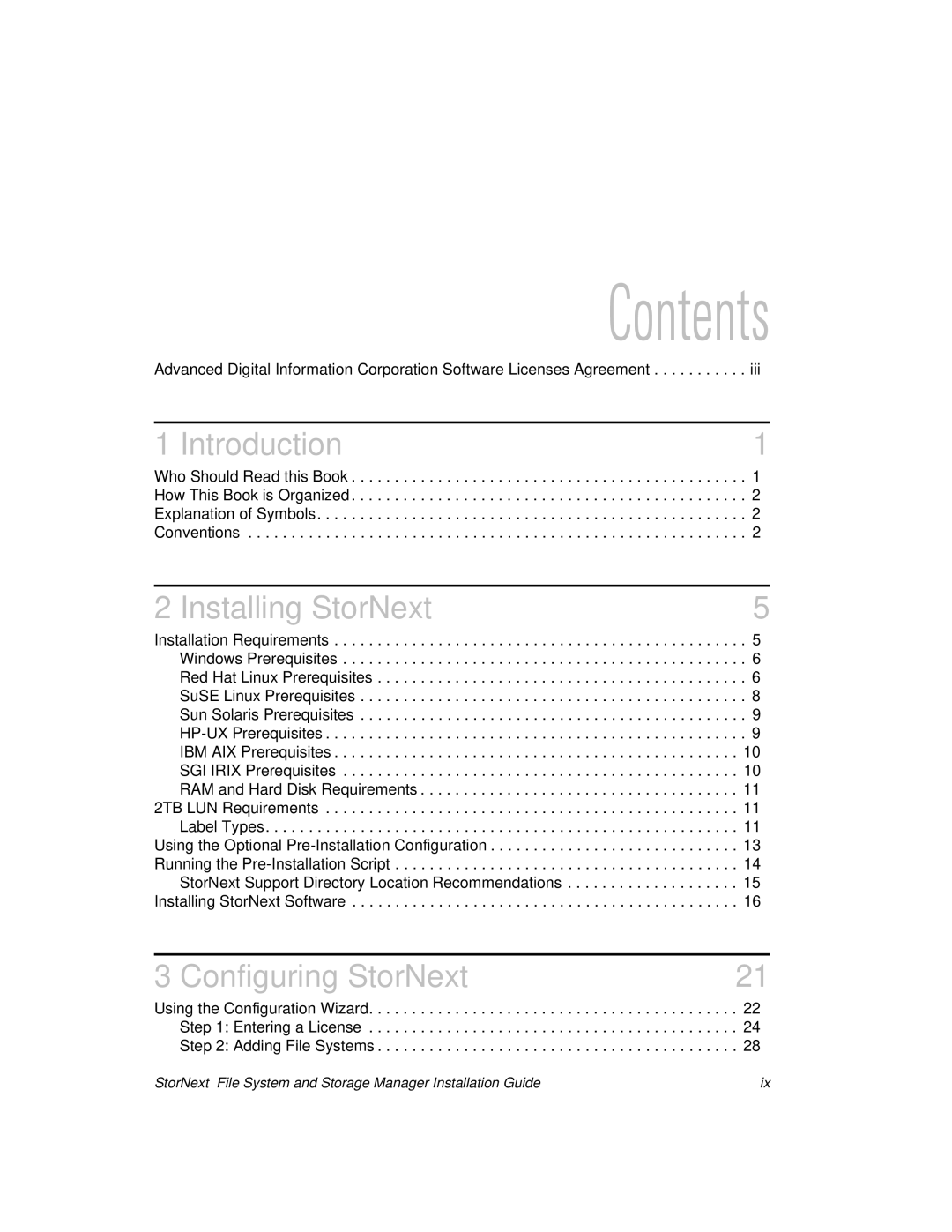 ADIC 2.8 manual Contents 