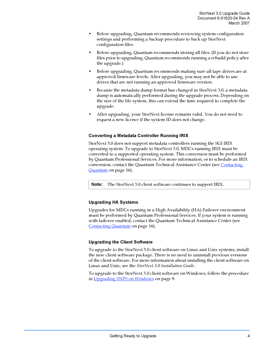 ADIC 3 manual Converting a Metadata Controller Running Irix, Upgrading HA Systems, Upgrading the Client Software 