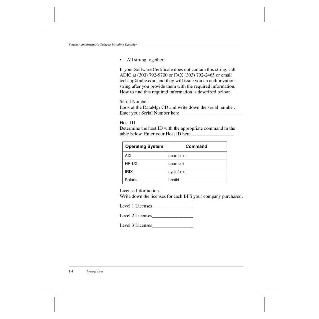 ADIC 3.5 manual All strung together, Operating System Command 