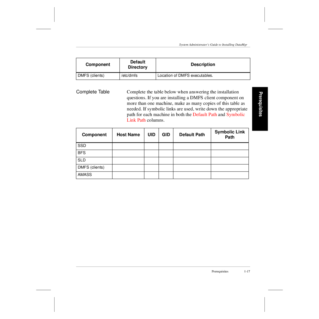 ADIC 3.5 manual Component Host Name, Default Path Symbolic Link 