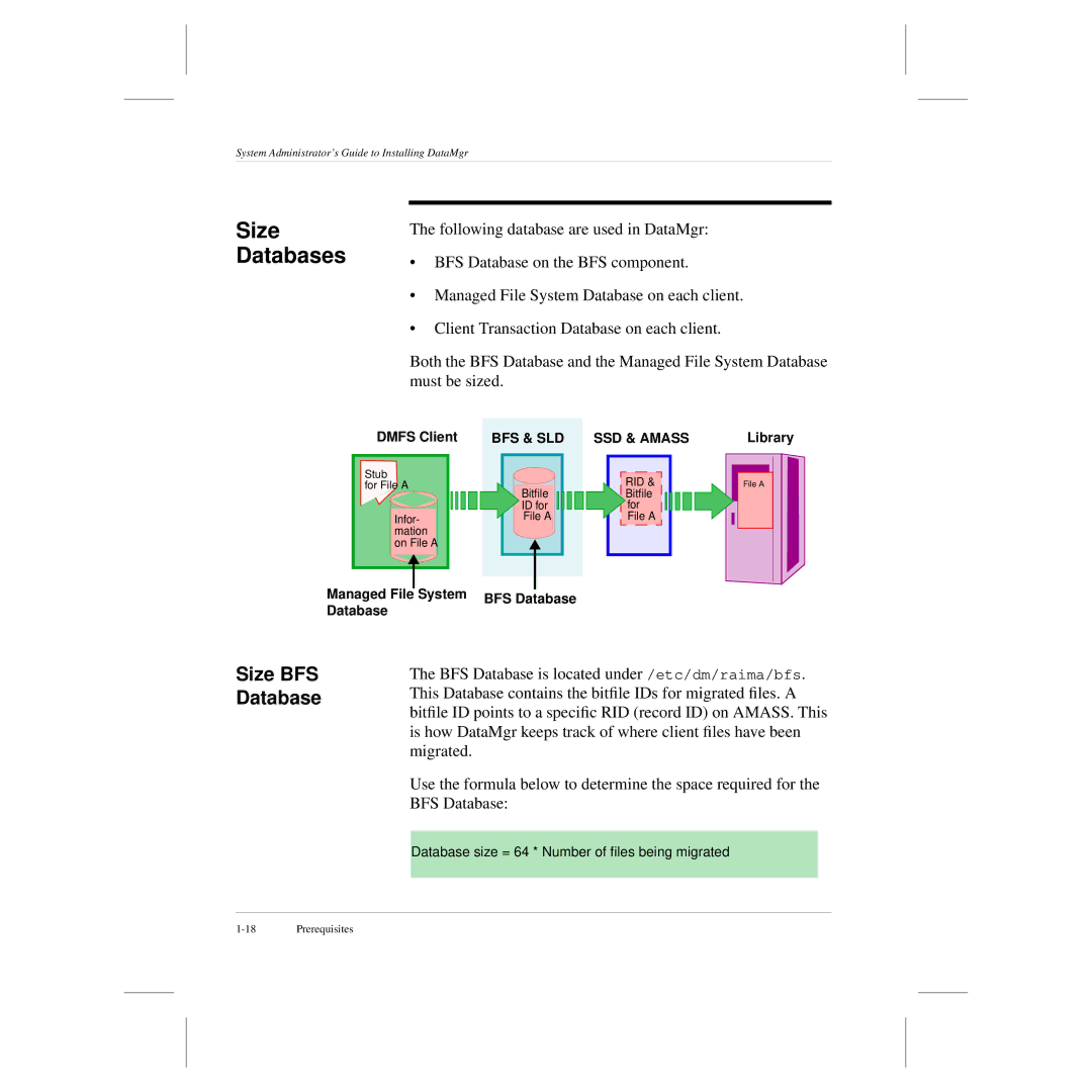 ADIC 3.5 manual Size Databases, Size BFS Database 