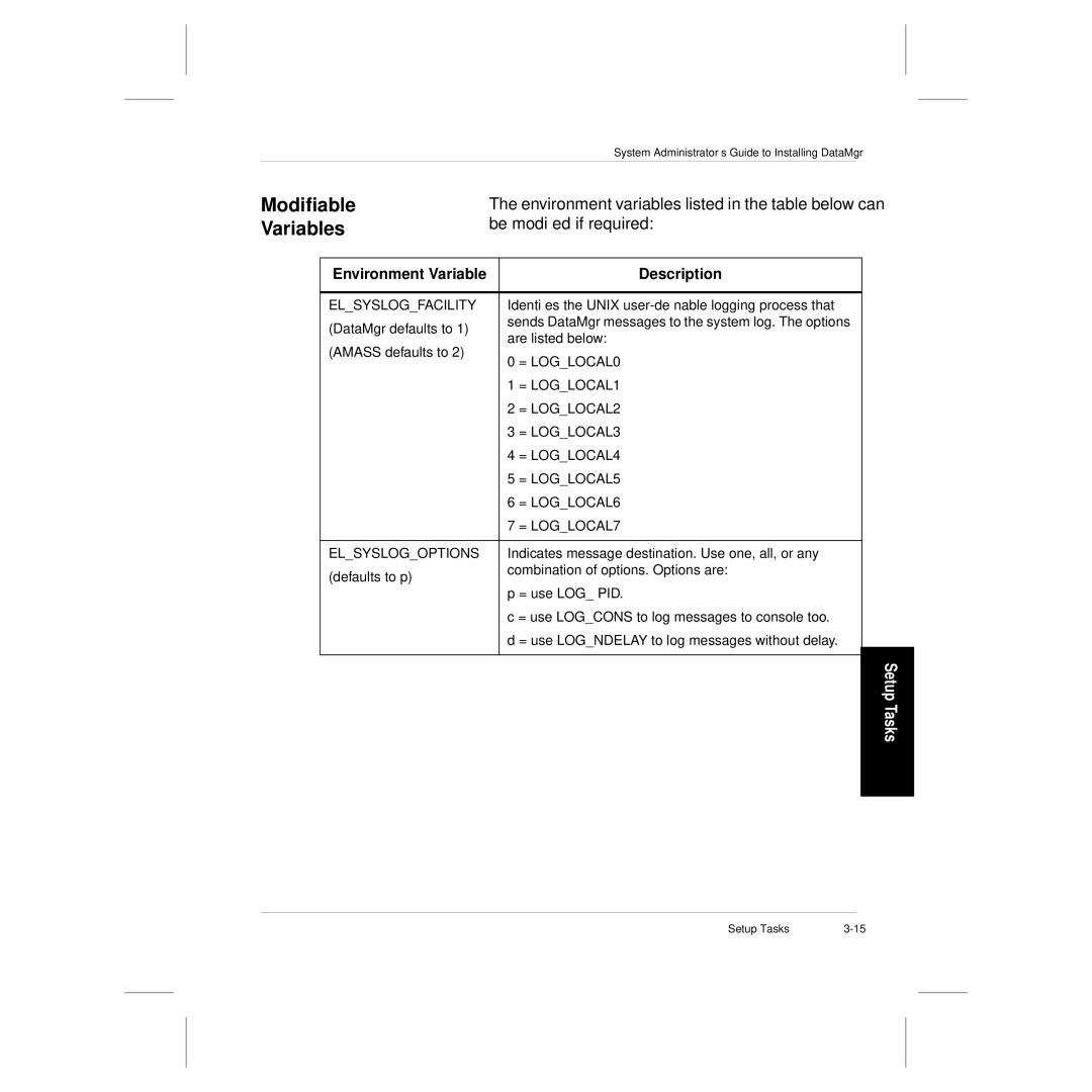 ADIC 3.5 manual Modiﬁable, Variables, Environment variables listed in the table below can, Be modiﬁed if required 