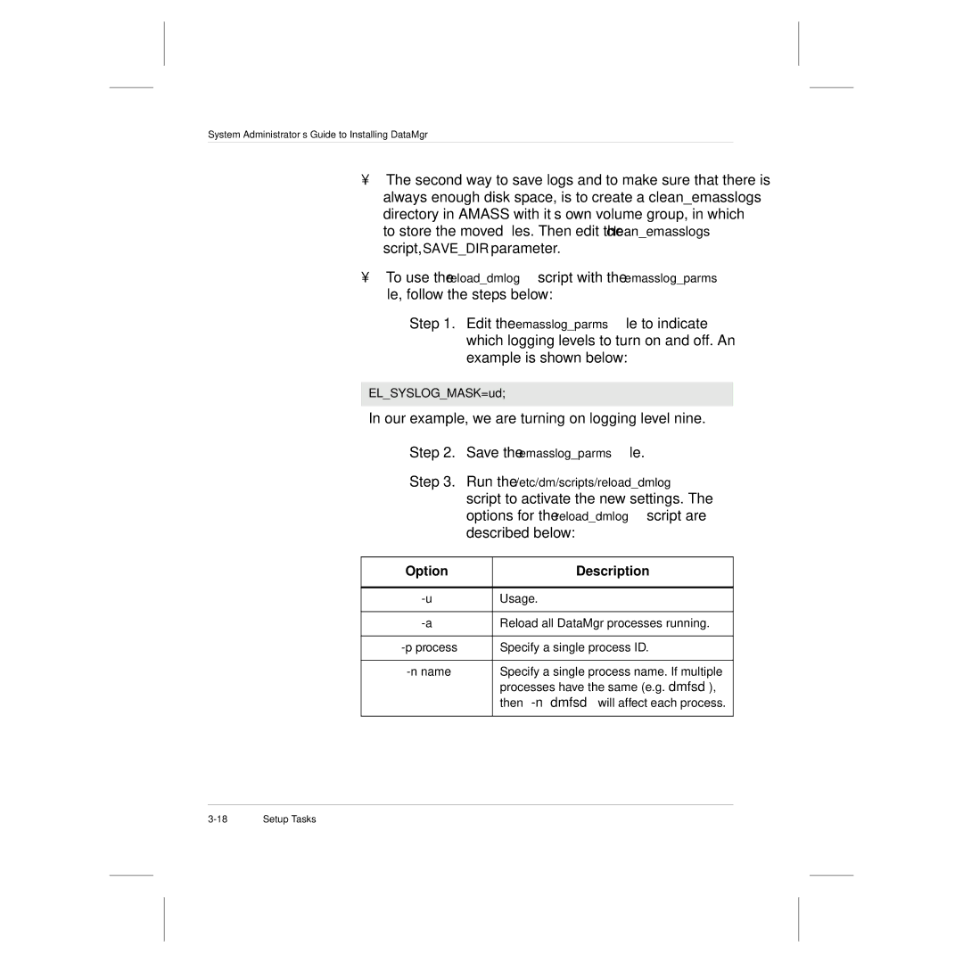 ADIC 3.5 manual Our example, we are turning on logging level nine, Script to activate the new settings, Described below 