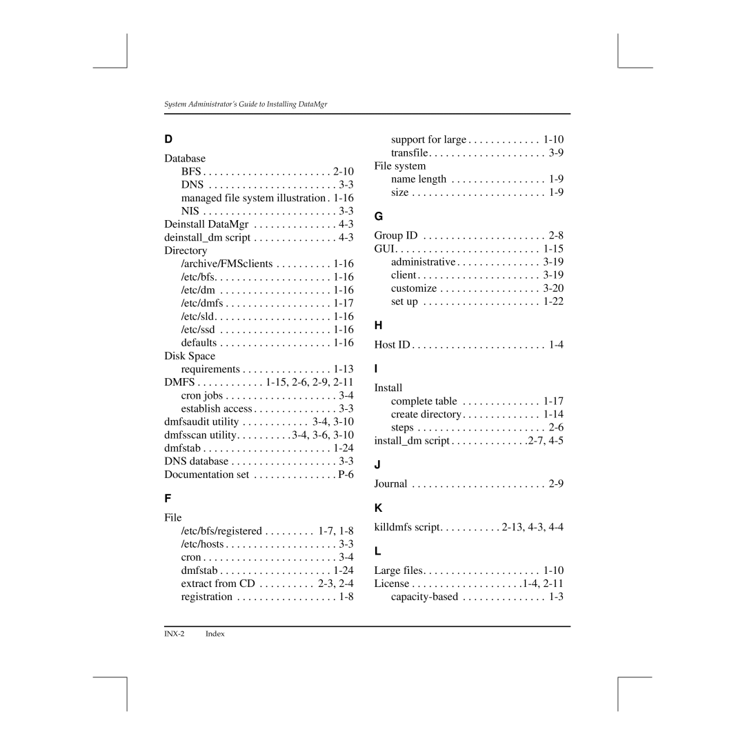 ADIC 3.5 manual INX-2 Index 