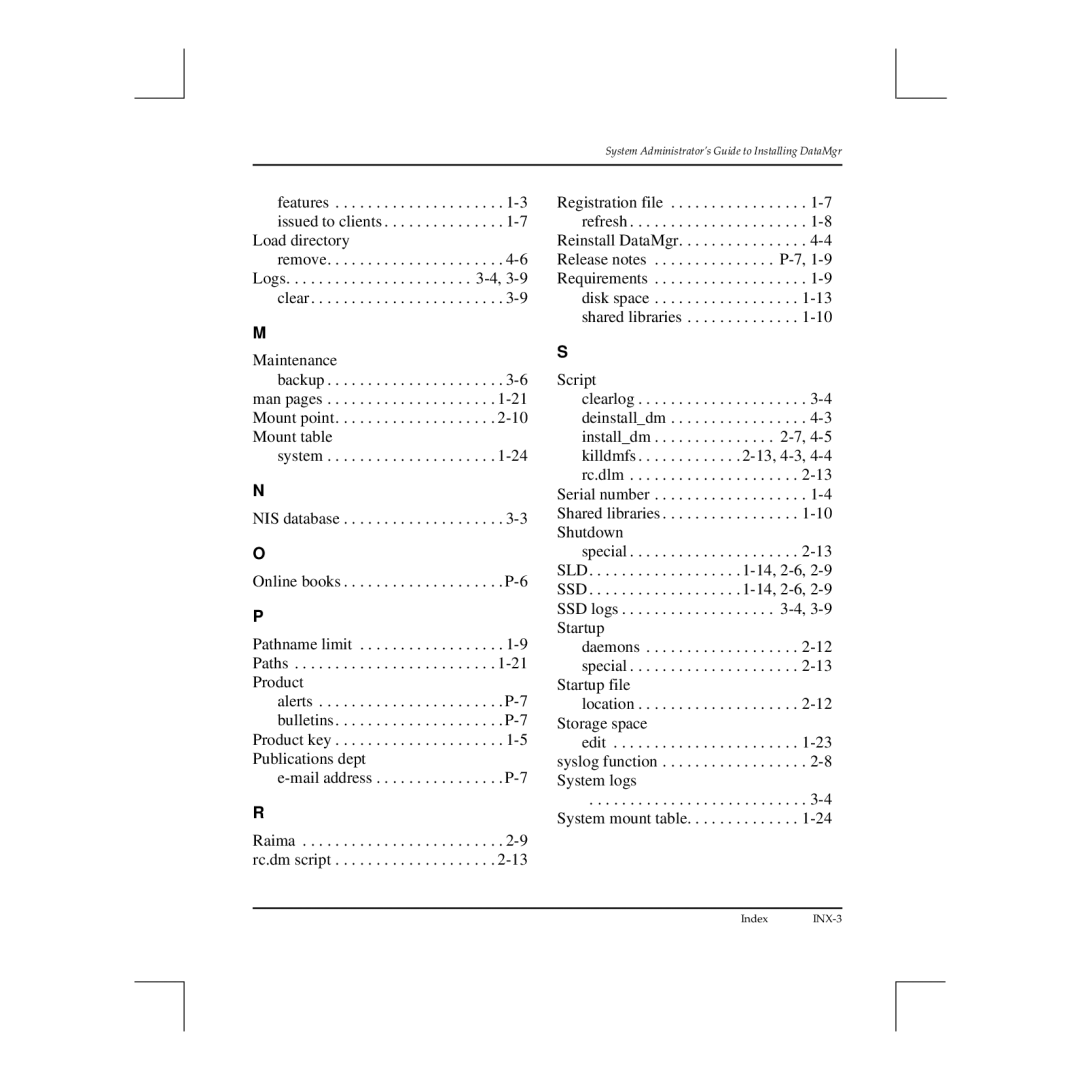 ADIC 3.5 manual Index INX-3 