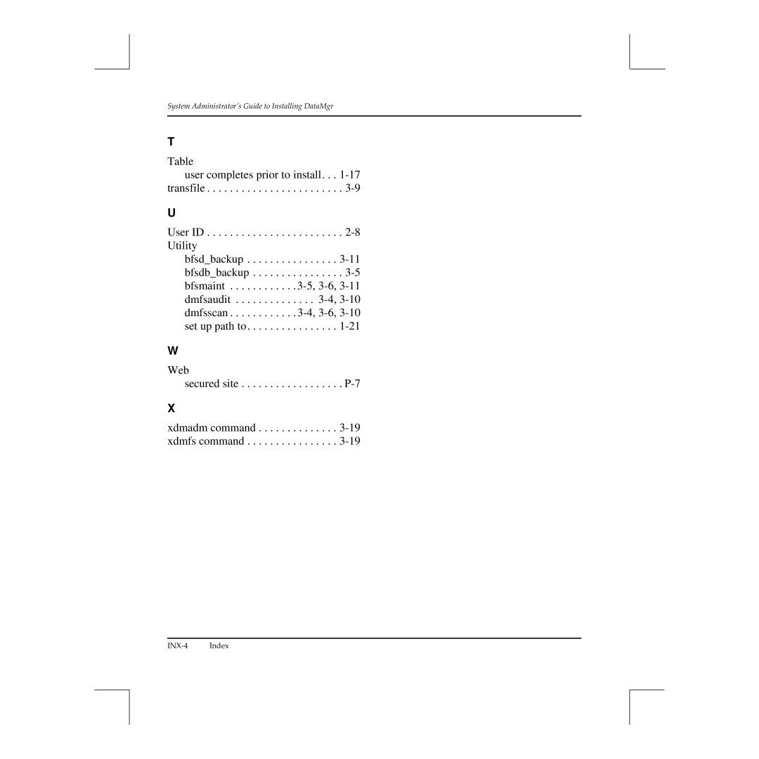 ADIC 3.5 manual INX-4 Index 