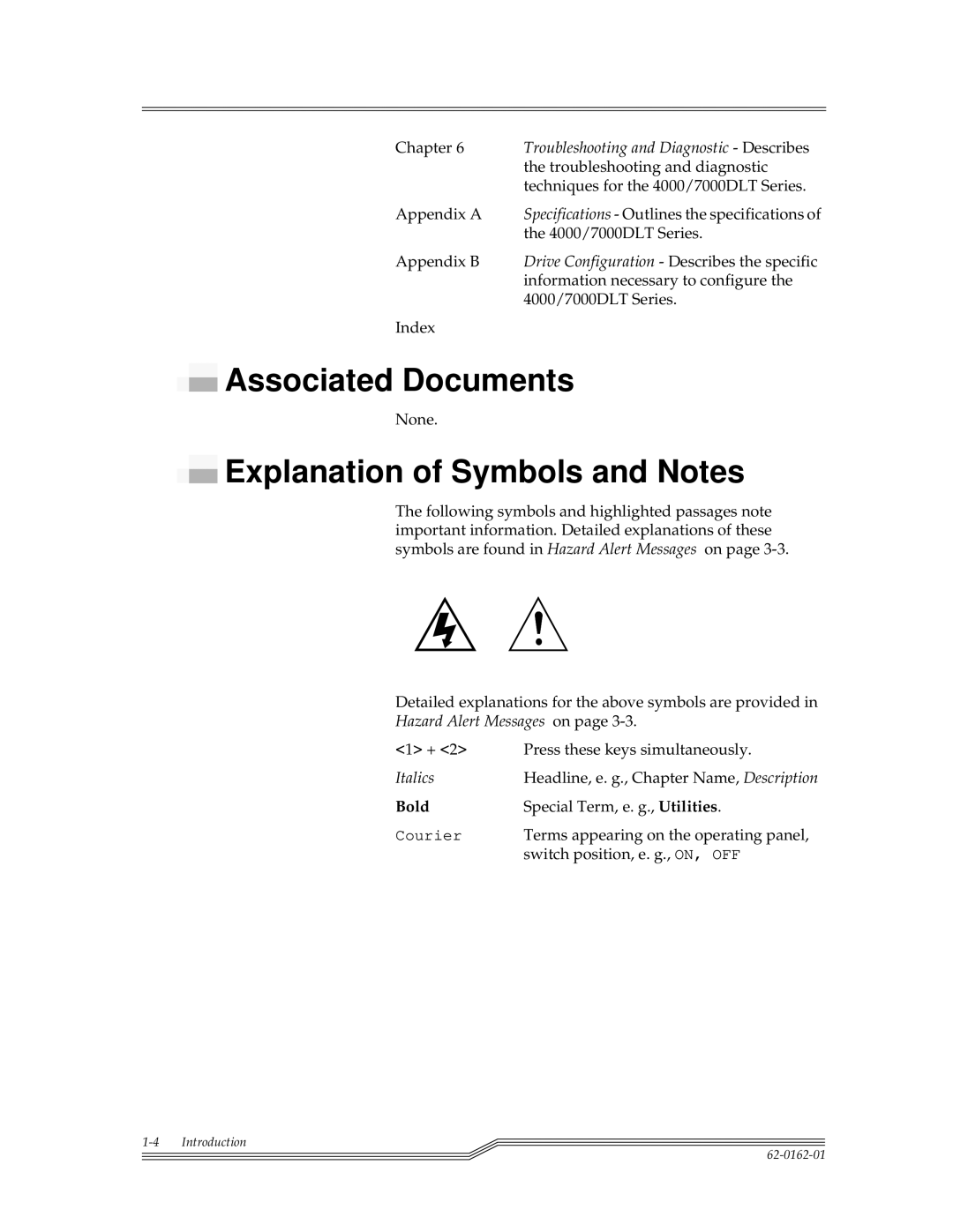 ADIC 4000, 7000DLT installation and operation guide Associated Documents, Explanation of Symbols and Notes 