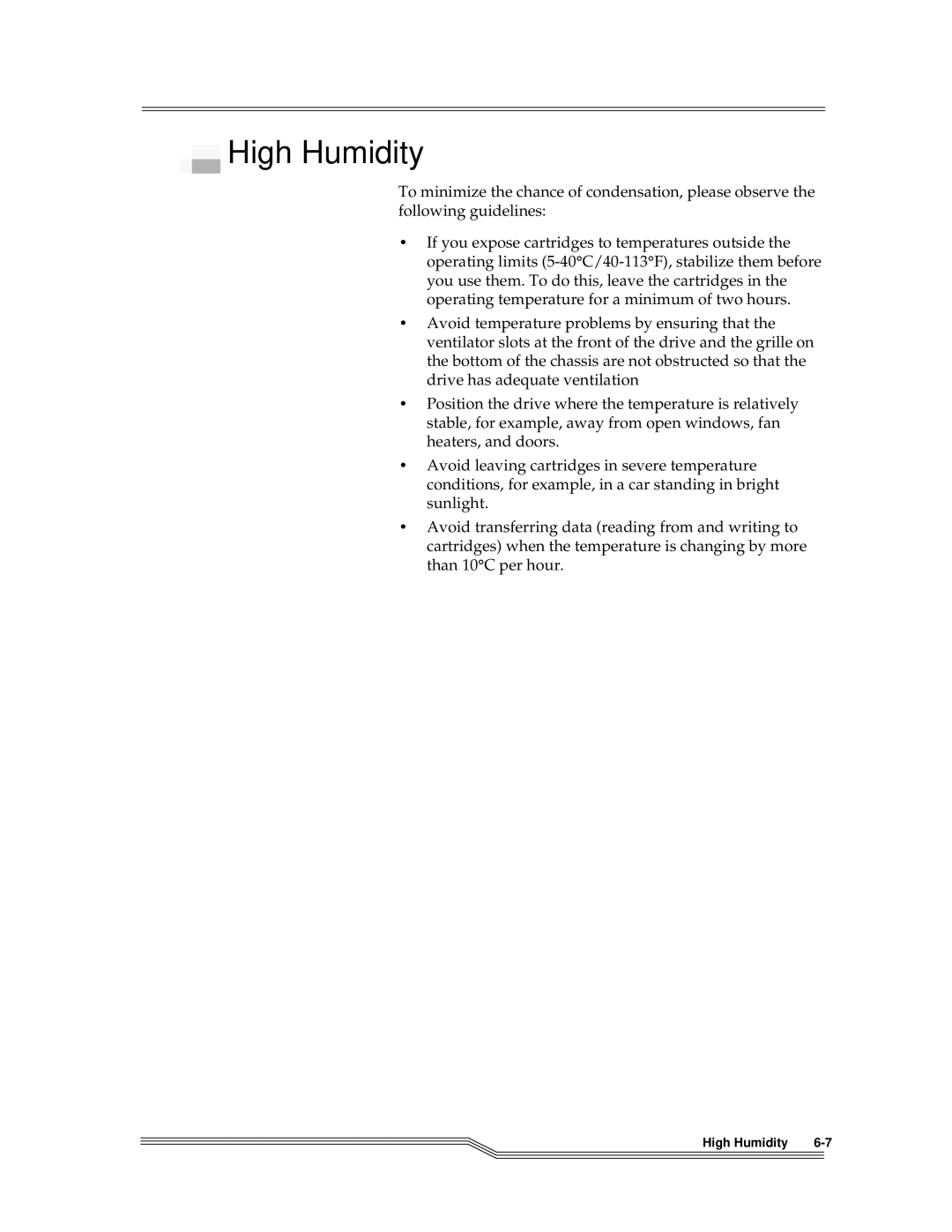 ADIC 7000DLT, 4000 installation and operation guide High Humidity 