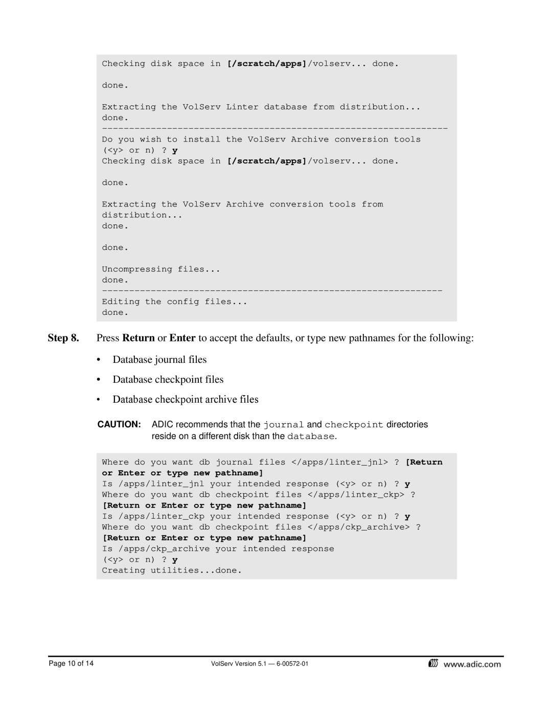 ADIC 5.1 installation instructions Or Enter or type new pathname, Return or Enter or type new pathname 