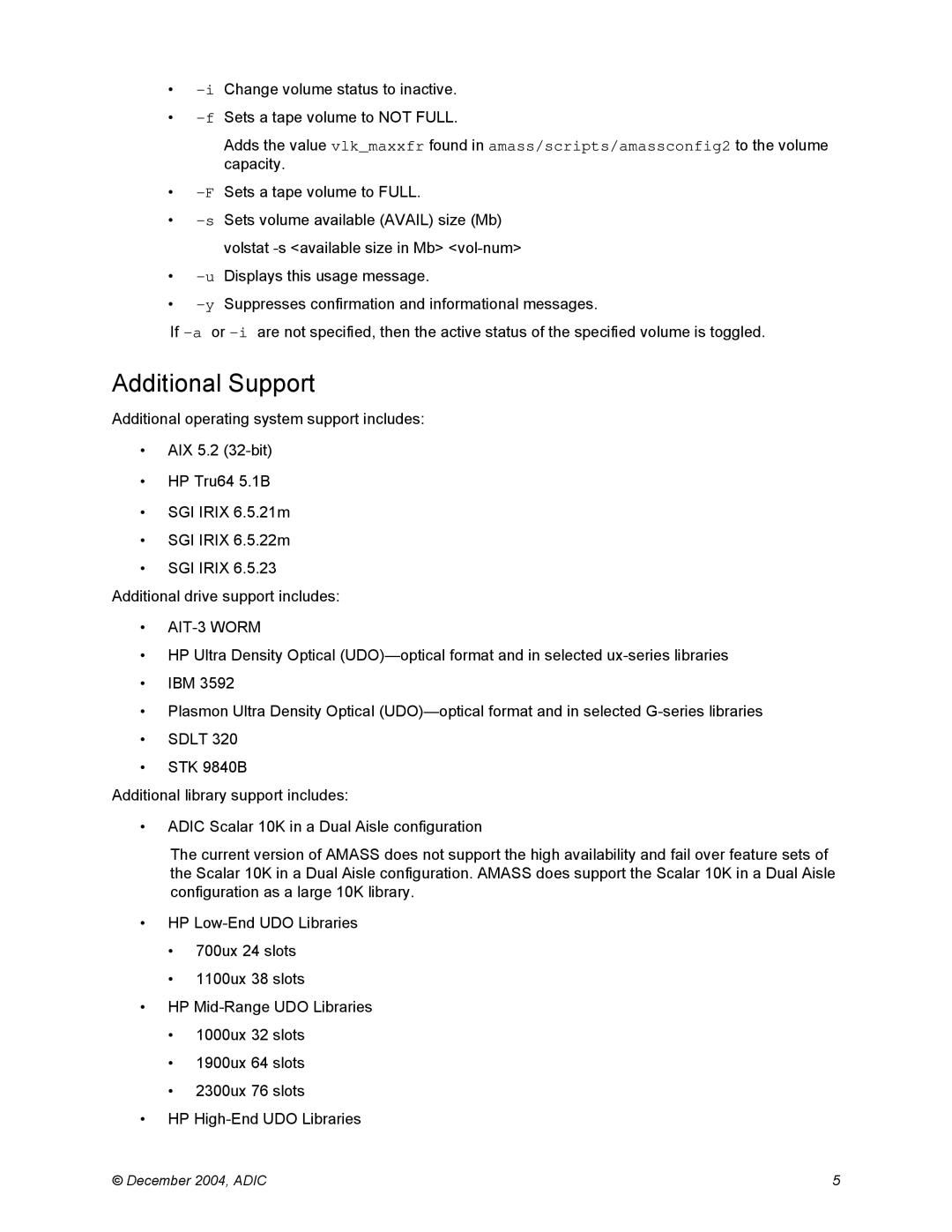 ADIC 5.4 manual Additional Support, AIT-3 Worm 