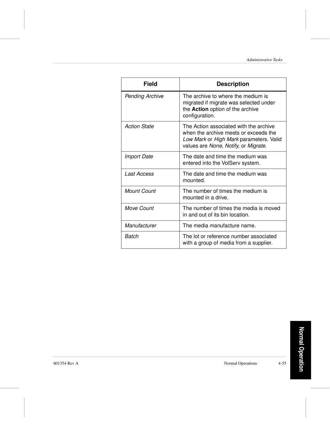 ADIC 601354 manual Rev a Normal Operations 