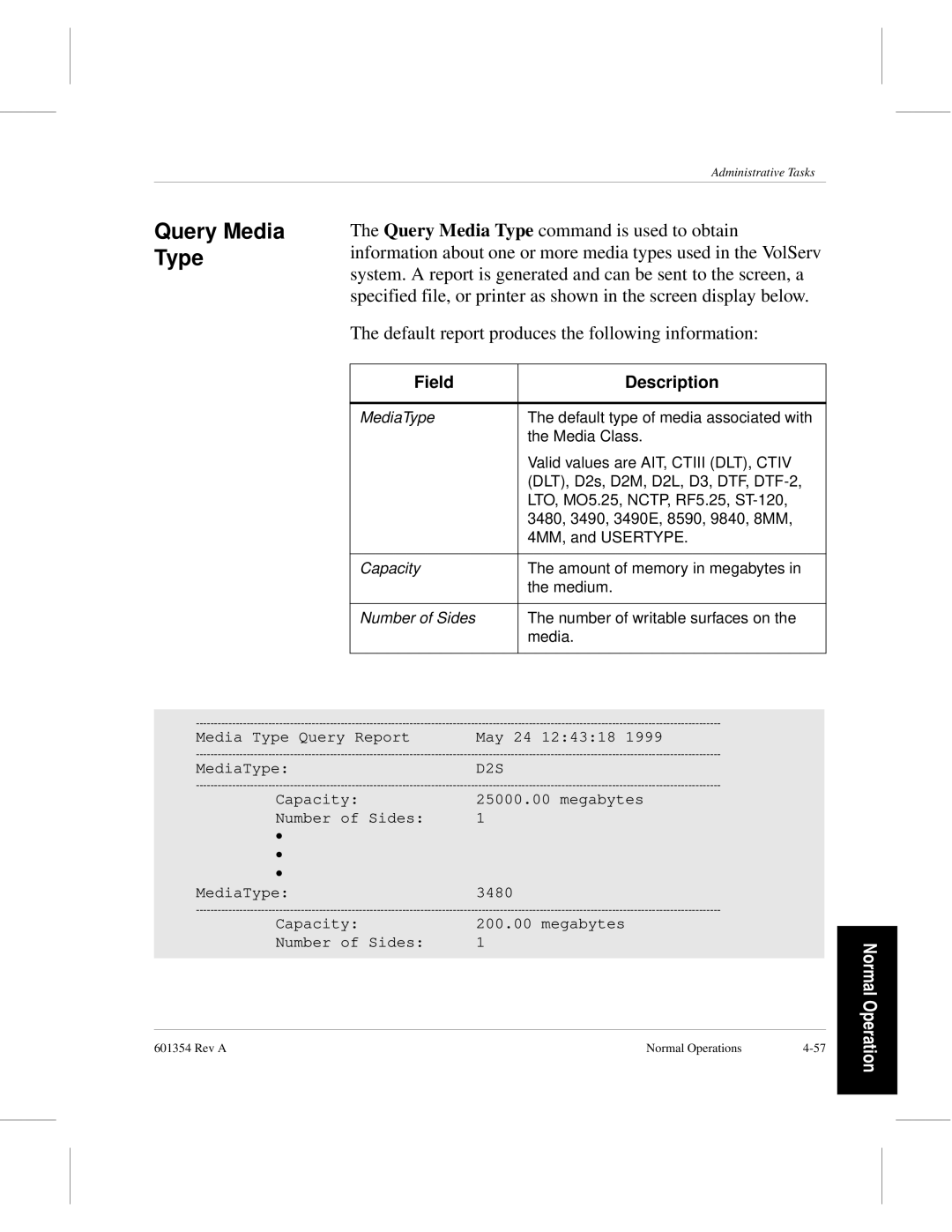 ADIC 601354 manual Query Media Type 