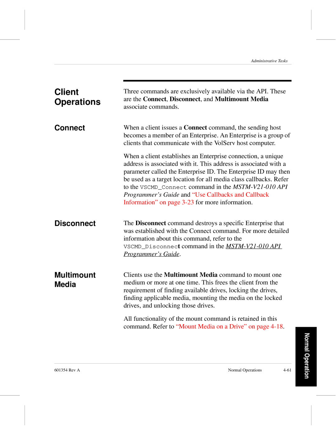 ADIC 601354 manual CIient Operations, Connect Disconnect Multimount Media 