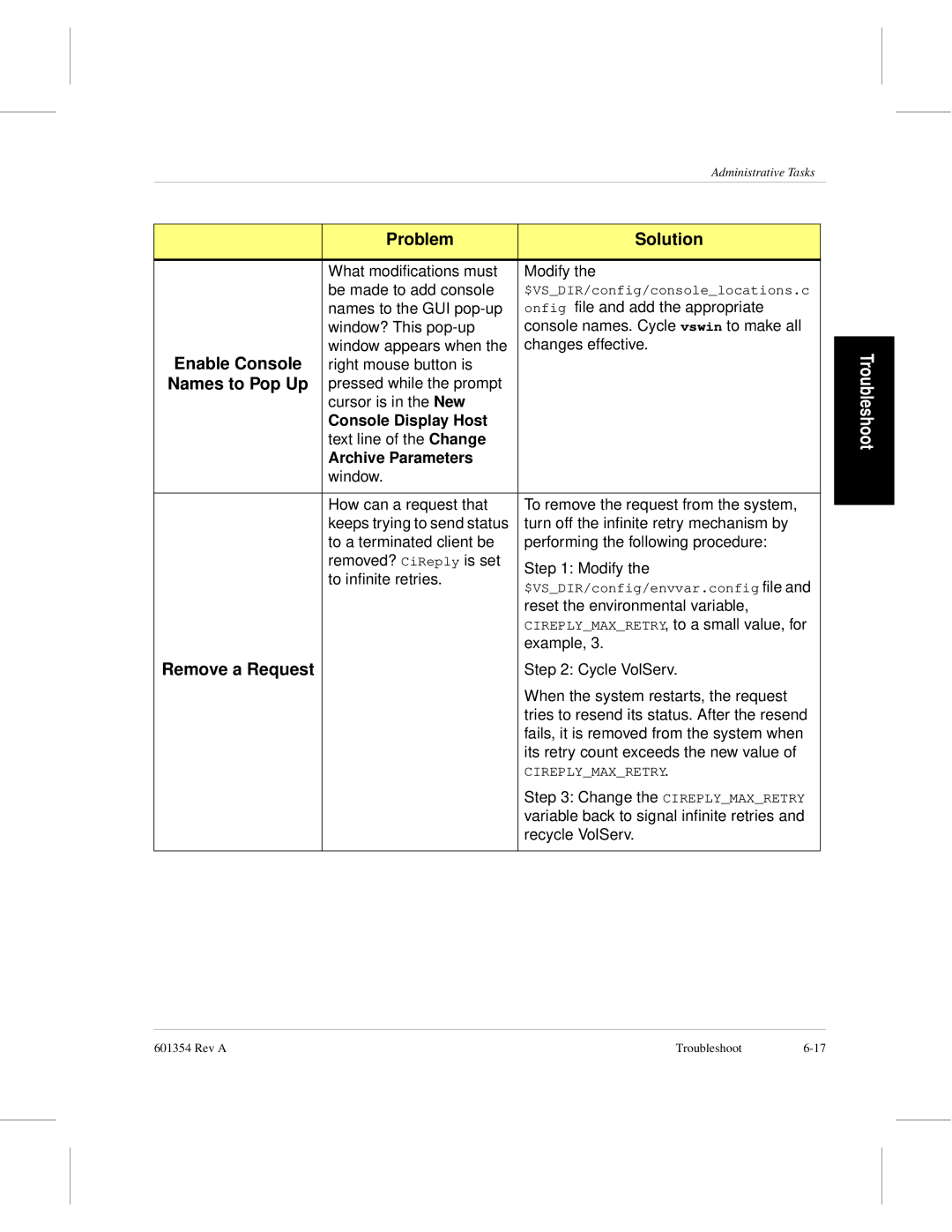 ADIC 601354 manual Console Display Host, Archive Parameters, Remove a Request 