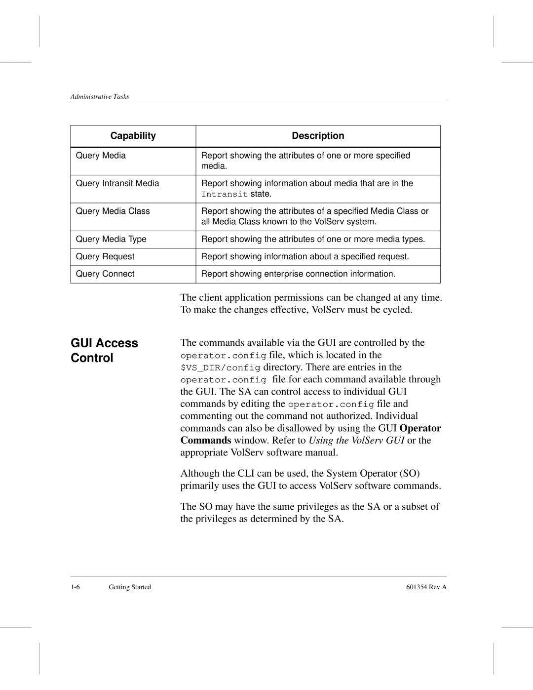 ADIC 601354 manual GUI Access Control 