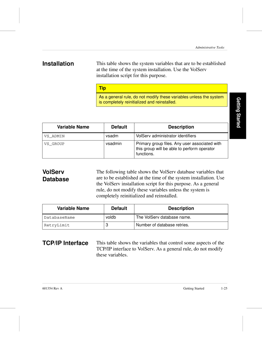 ADIC 601354 manual Installation, Database, TCP/IP Interface, Tip 