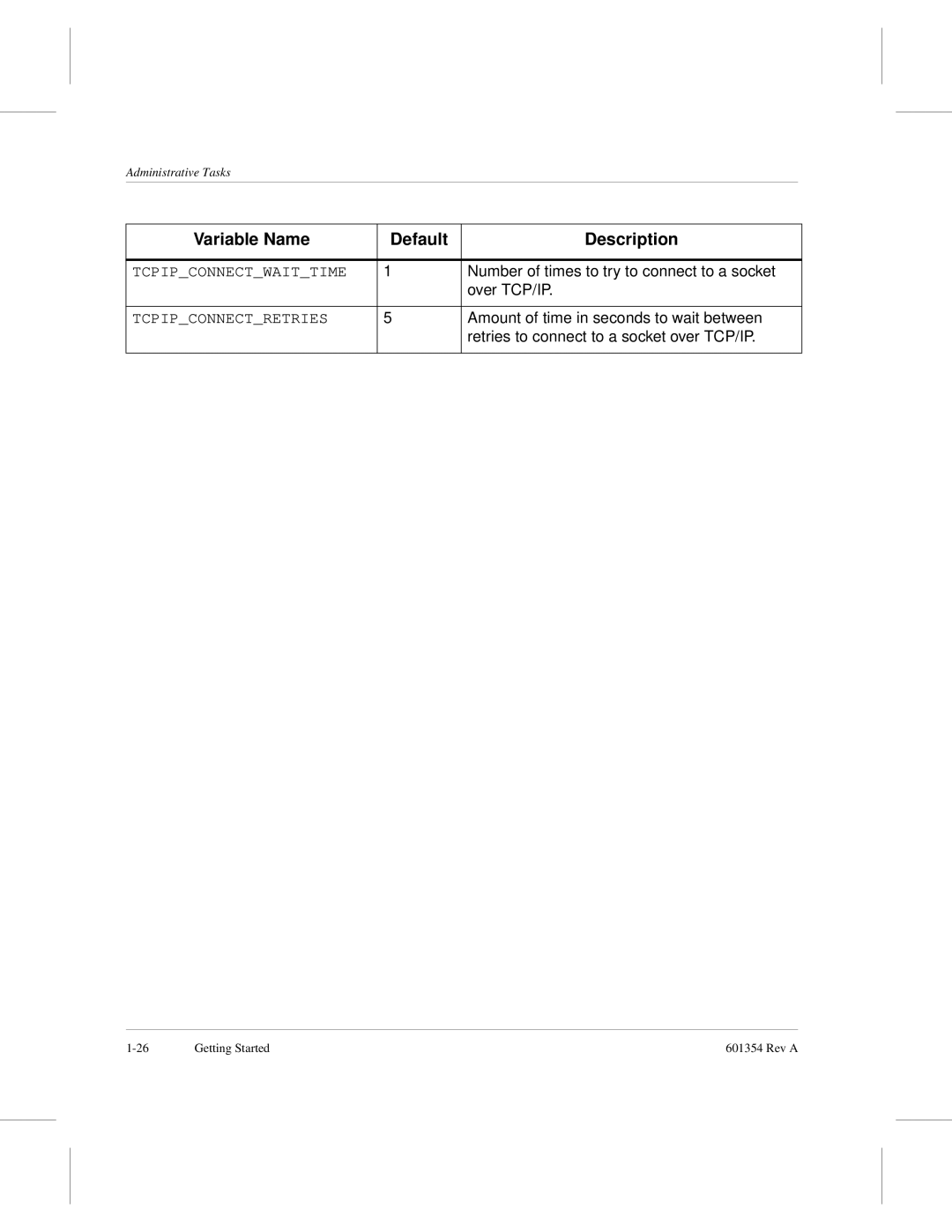 ADIC 601354 manual Number of times to try to connect to a socket 