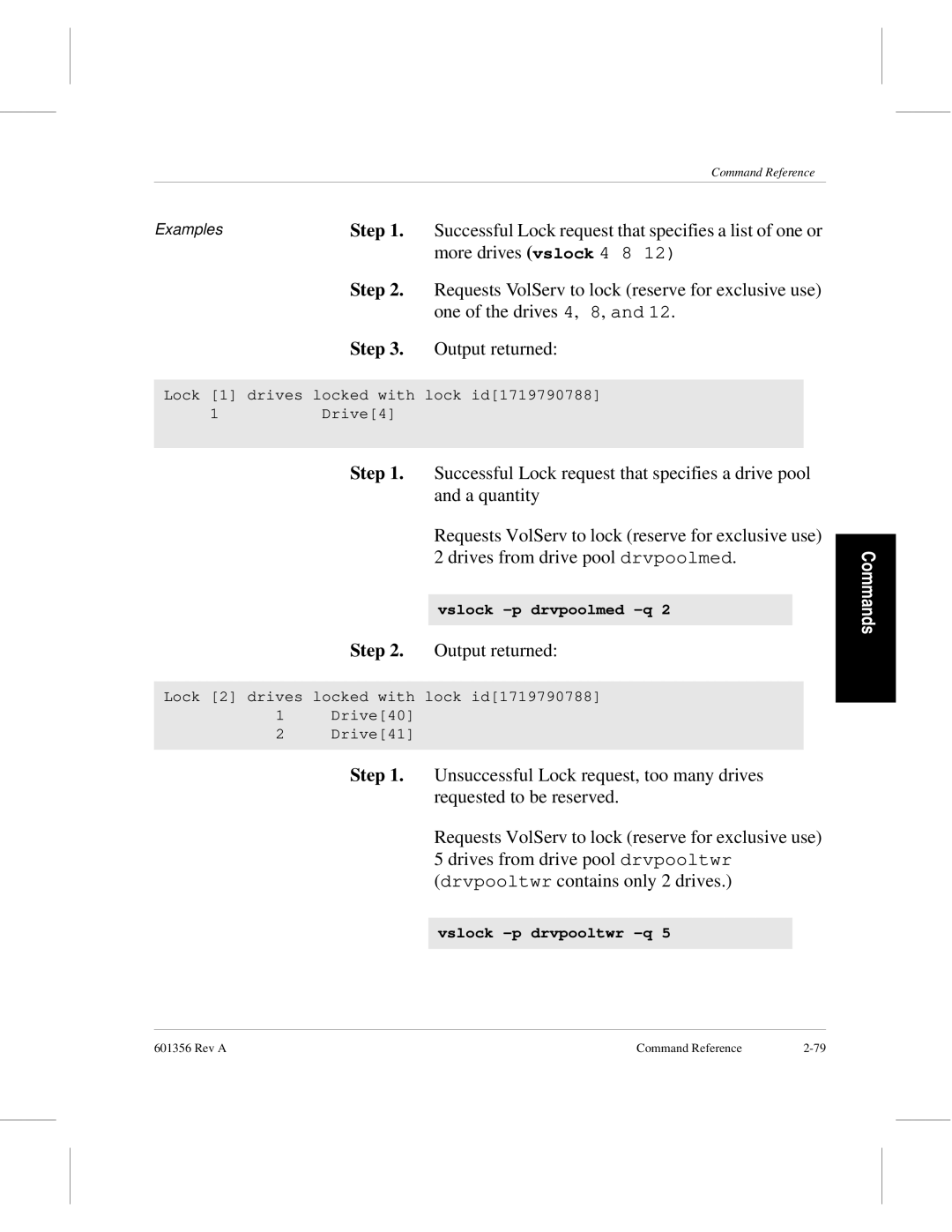 ADIC 601356 manual Successful Lock request that specifies a list of one or 