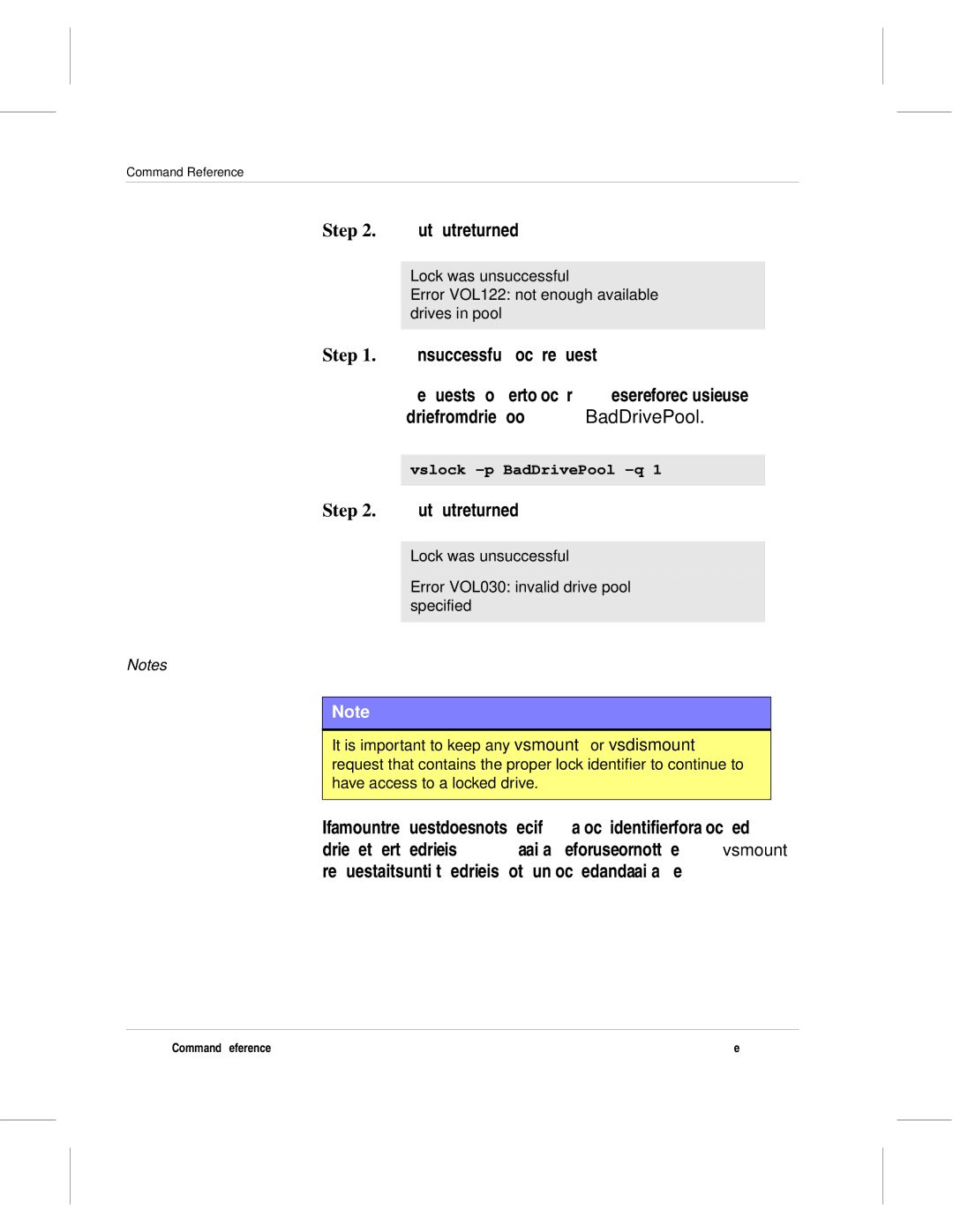 ADIC 601356 manual Vslock -p BadDrivePool -q 