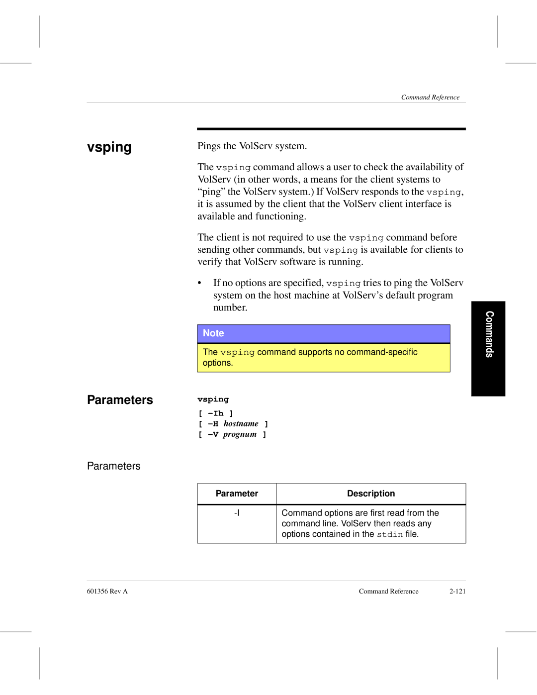 ADIC 601356 manual Vsping, Parameter Description 