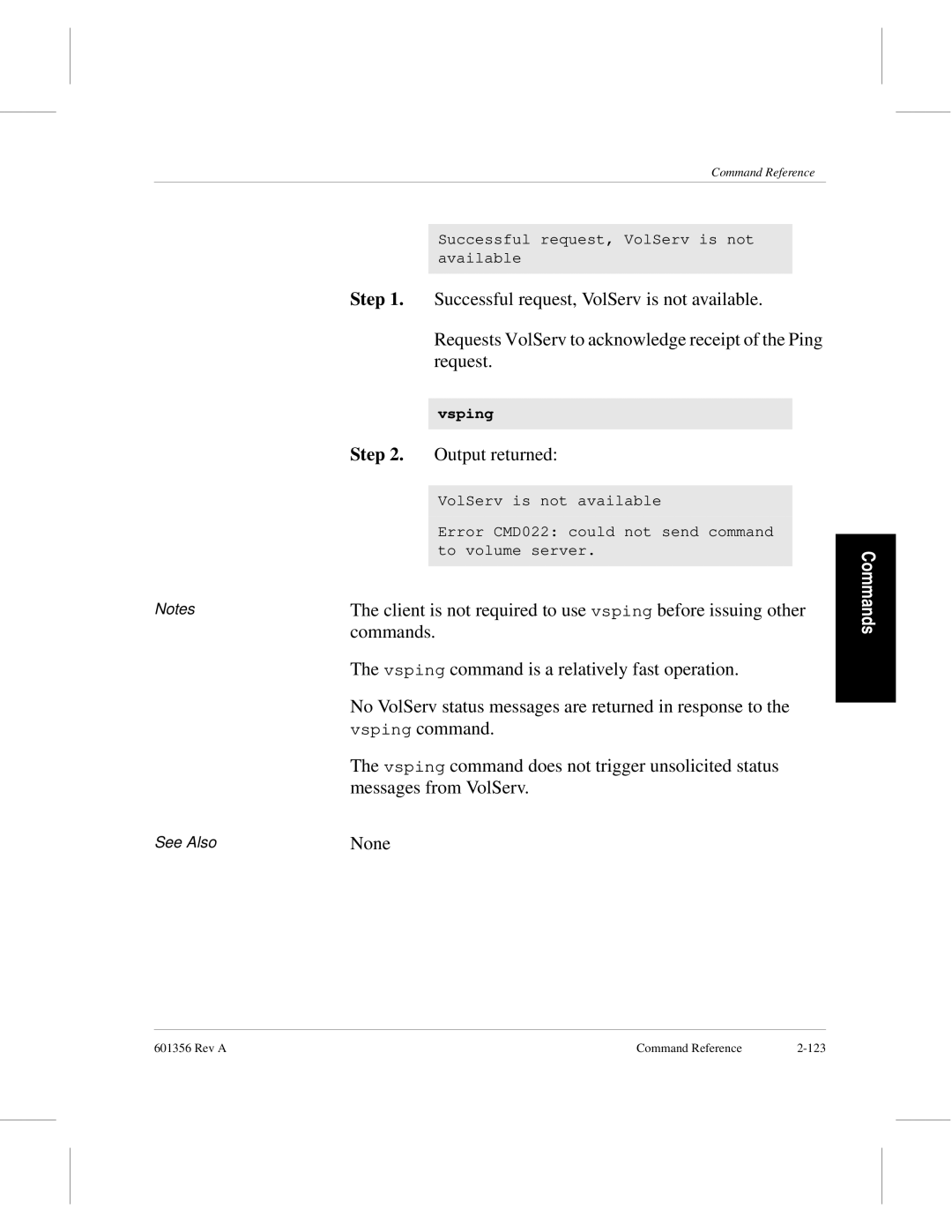 ADIC 601356 manual Successful request, VolServ is not available 