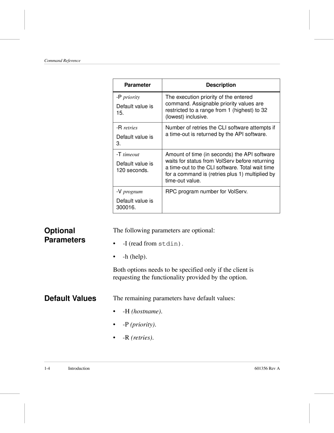 ADIC 601356 manual Default Values 